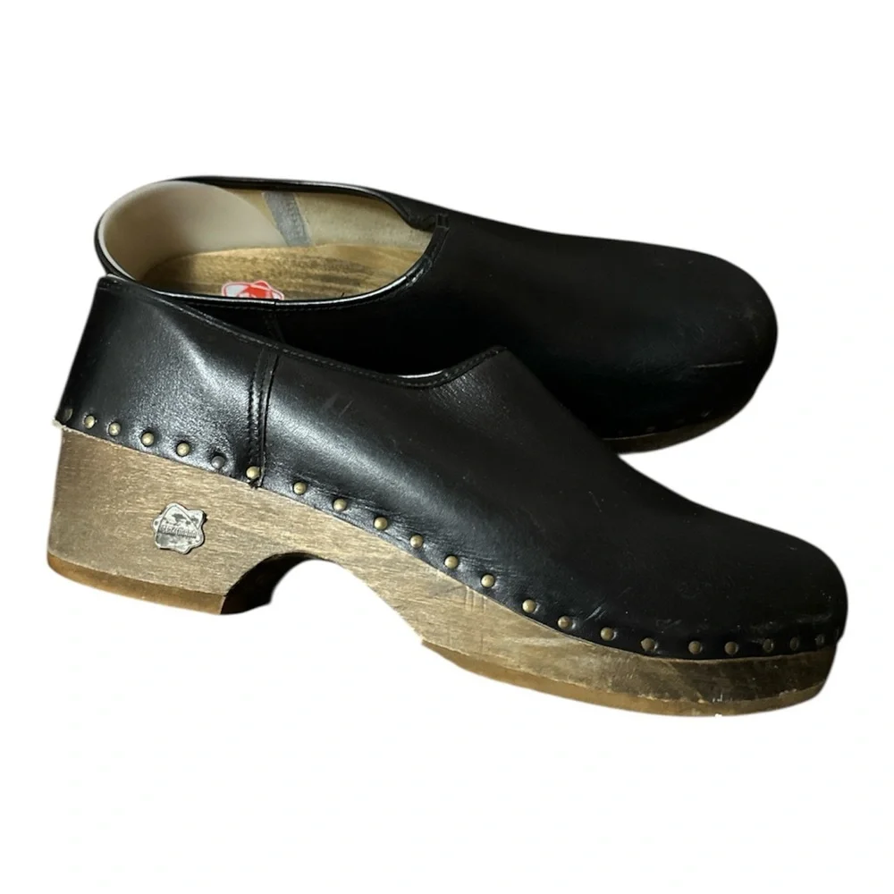 Berkemann Original Toeffler Clogs Black Wooden Soles Size EU 43 - Picture 6 of 9